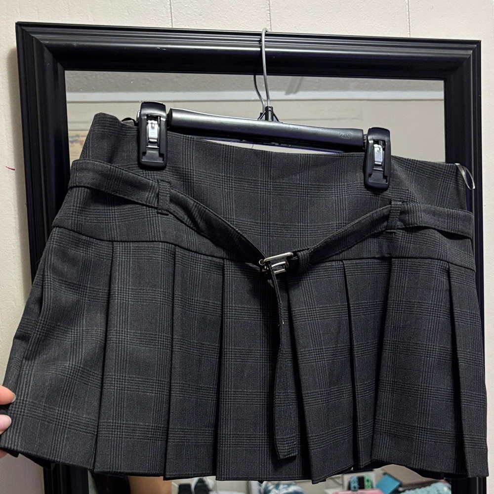 Zara Charcoal Pleated Skirt with Belt